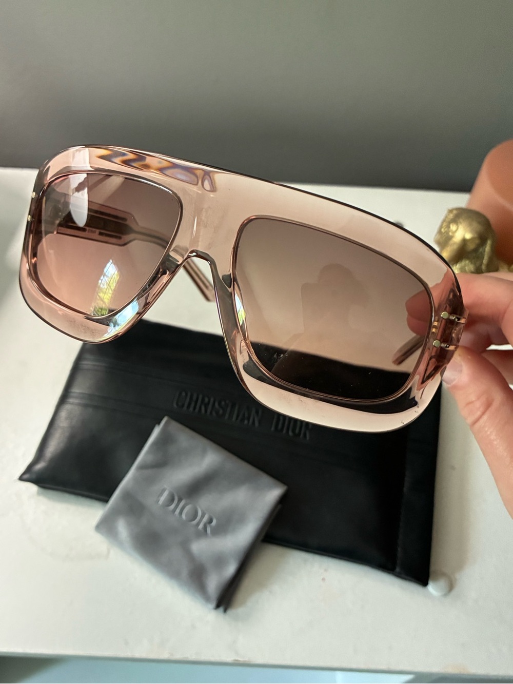 New! Christian Dior Après Ski Sunglasses - Light Coral with Case & Silk Cleaner